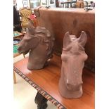 Pair of cast iron horse heads