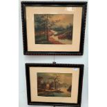 Two oil on boards depicting river landsape scenes,