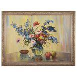 Weber (20th century): Floral still life, oil on canvas, signed lower right,