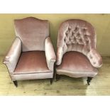 Two pink upholstered chairs