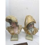 A pair of 19th century bisque busts of a lady & gentleman