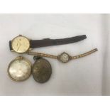 A ladies gold Lanco watch, Everite pocket watch,