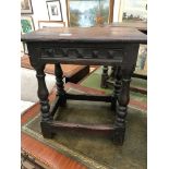 17th century oak stool with cross stretchers