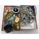 A quantity of dress/costume jewellery to inc silver, two 9ct gold rings,