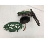 Land Rover bell and cast iron Land Rover plaque