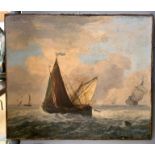 A 19th century shipping scene, oil on canvas, unframed,