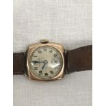 A 9ct gold Rolex Prima cushion case watch in Rolex case,