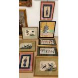 A quantity of Chinese watercolours on ricepaper of various figural & animal subjects,