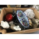 A box of mixed ceramics