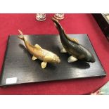 A pair of Chinese Koi carp figures