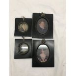 Four framed portrait miniatures