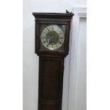 An oak longcase clock the face with a plaque Mappin & Webb