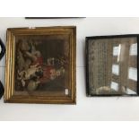 Two tapestries inc a sampler and boy with dog