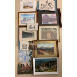 A quantity of pictures, predominantly landscape subjects to include oils and watercolour examples,