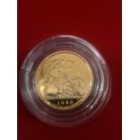 A 1980 boxed proof half sovereign