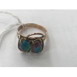 A 9ct gold water opal dress ring