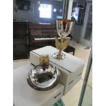 A boxed HM silver 3rd Centenary Anniversary goblet and bowl depicting St Paul's Cathedral