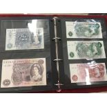 A quantity of English bank notes in folder to inc, mainly mint Peppiat pounds,