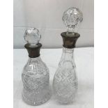 HM silver collared decanters by Mappin & Webb