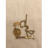 A gold slide pennant & chain