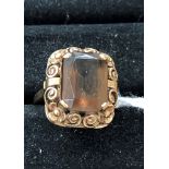 A 9ct smokey quartz dress ring