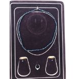 A black pearl suite to inc necklace, earrings,