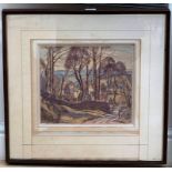 Hervey Cadwallader Adams (1903-1996): Pinfarthings, Gloucestershire, landscape study, watercolour,