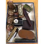 A box of odds to inc cigarette holder and pipe,