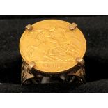 A 1909 London Mint half sovereign ring