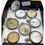 A quantity of chrome/steel pocket watches