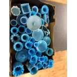 A large quantity of blue glass to inc vases etc