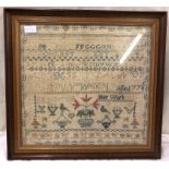 A 19th century alphabetical sampler (framed)