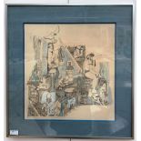 Elsie (20th century): An ink & watercolour study in the manner of Picasso, signed,