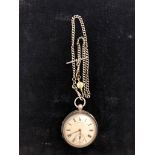 A silver lever pocket watch and Albert