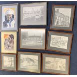 A quantity of pencil drawings and African watercolours