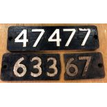 Two cast-iron railway locomotive smoke box door numbers