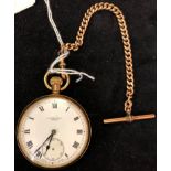 A 9ct gold Benson pocket watch and Albert