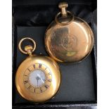 An 18ct gold half hunter pocket watch together with a Waltham pocket watch
