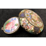An early Russian 20th Century silver and cloisonne enamel pill box,