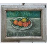 An impressionist study, still life of fruit, oil on canvas, indistinctly signed lower right,