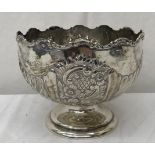 An Edwardian silver fruit bowl with floral decoration by S W Smith & Co (1901): H 14cm x W 18cm