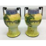 A pair of Noritake twin-handled vases