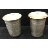 Two 19th century engraved Russian Kiddish cups