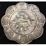 A Continental sterling silver imported pin tray embossed with a scene after Teniers