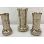 A HM silver Victorian triple vase set, London, 1888 by George Aldwinckle,