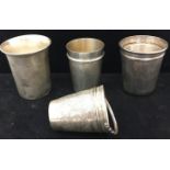 Three Russian silver Kiddish cups;