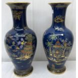 A pair of large Carltonware vases: one depicting an Oriental scene;