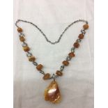 An amber abstract necklace