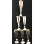 Ivan Lebedkin of Moscow: Trial Kokoshnik marked set of six silver vodka glasses