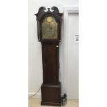 A Scottish oak case brass dialled longcase clock by John Mill,
